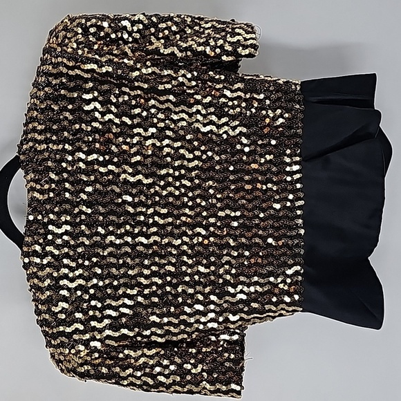 Barbara Chodos for Michael Marcella Gold Sequined+Black Taffeta Evening Jacket - Picture 9 of 17